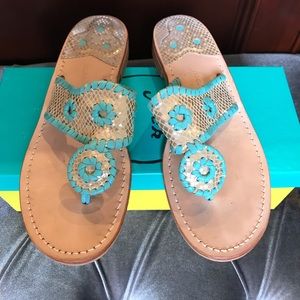 Jack Rogers sandals size: 8 turquoise gold